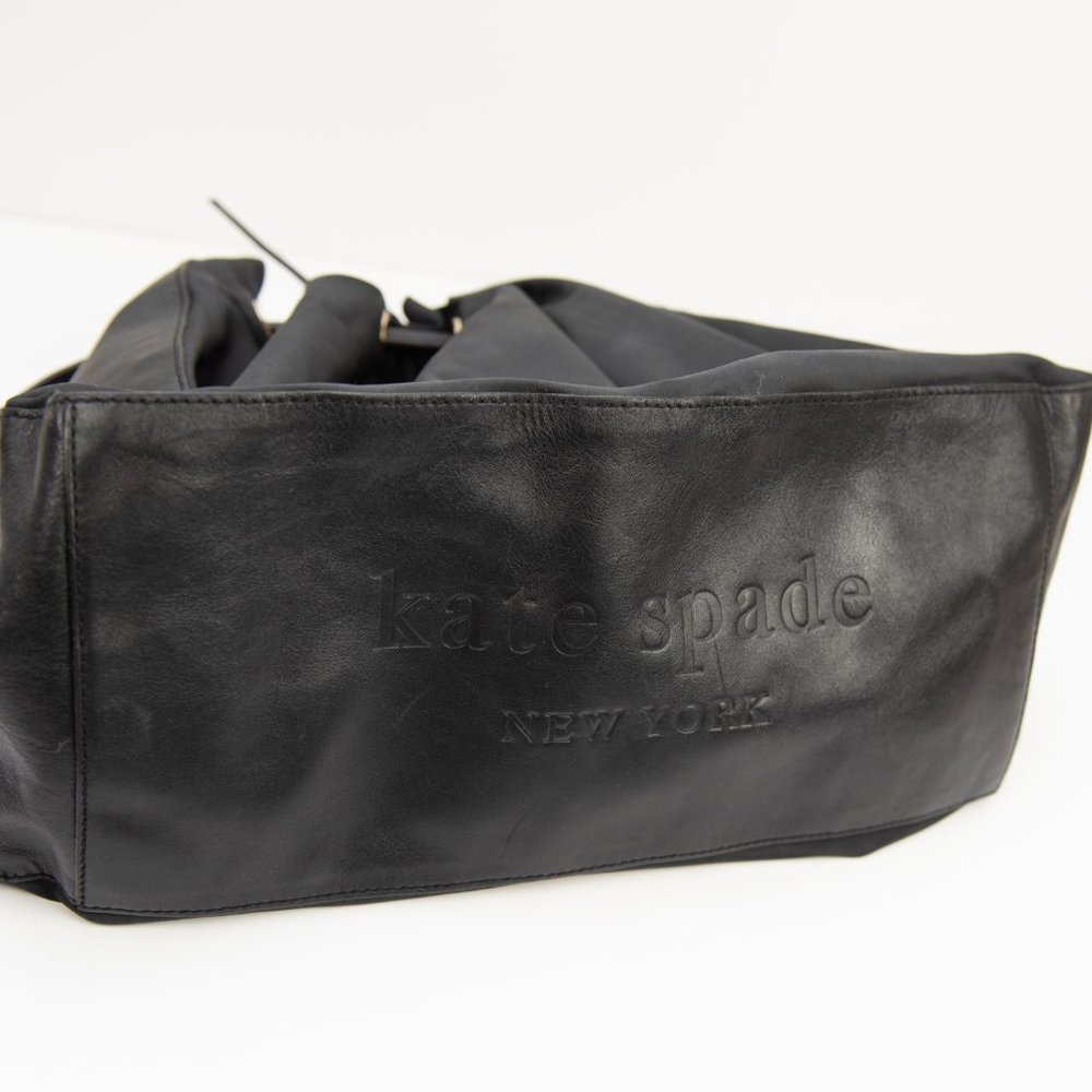 Kate Spade Elsey Shoulder Bag Nylon Purse Leather Trim Drawstring Black - Picture 5 of 10